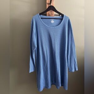 147.) Sonoma / Blue Striped Long Sleeve Tunic Length Top